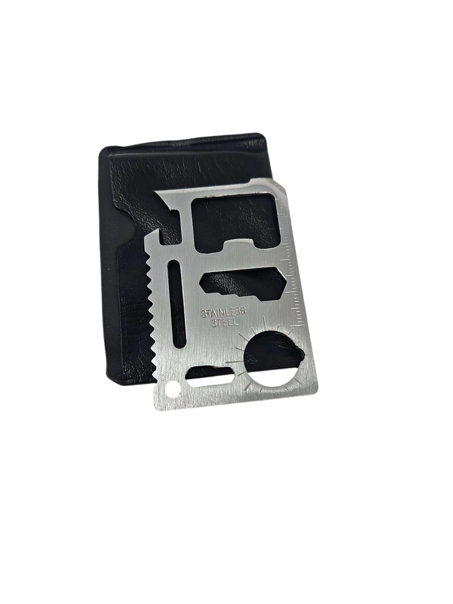 Edelstahl Multitool mit Säge und verschiedenen Funktionen, ideal für Outdoor-Aktivitäten und Notfälle.