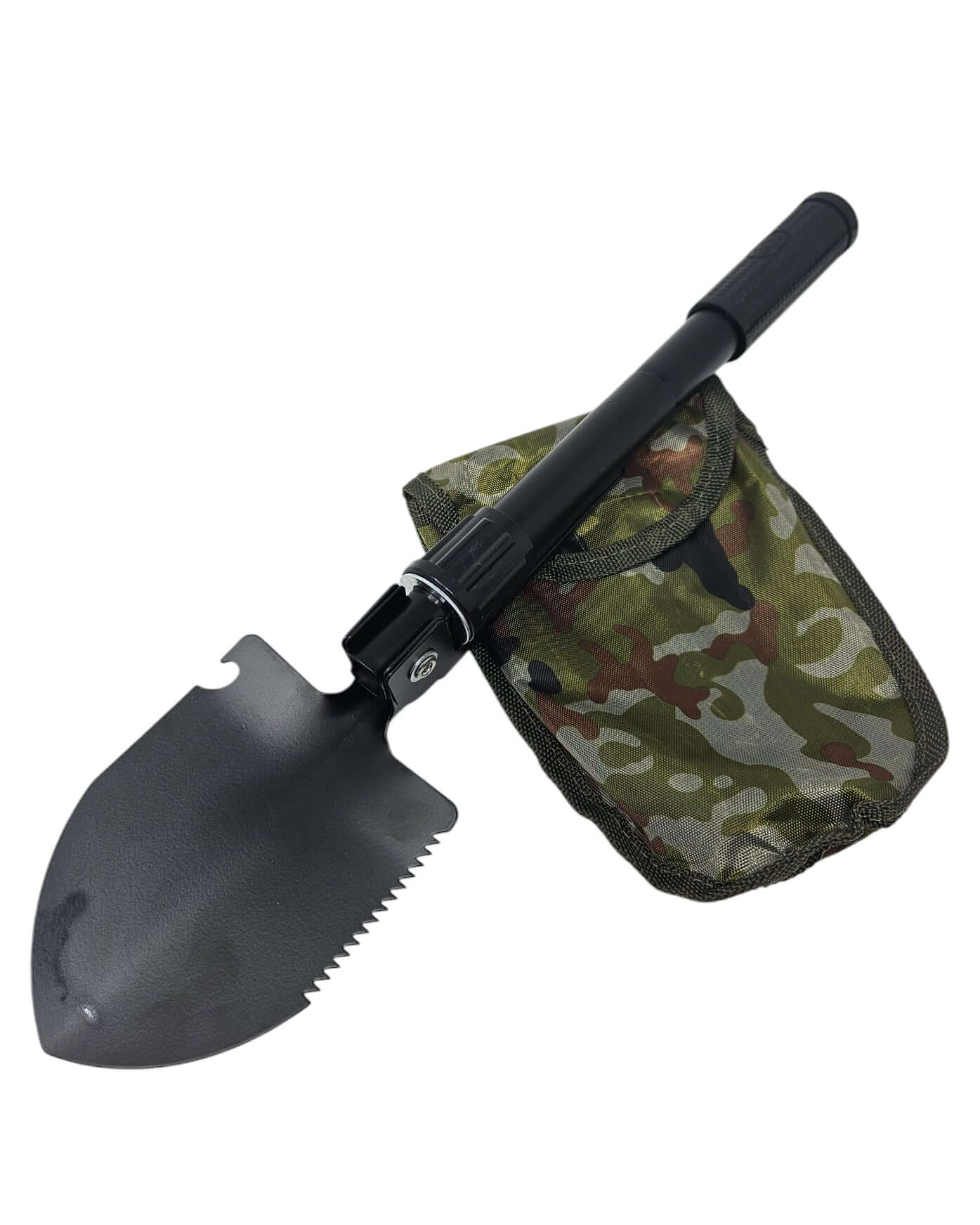 Multifunktionale Klappschaufel mit camouflage Tasche für Camping und Überlebenseinsätze.