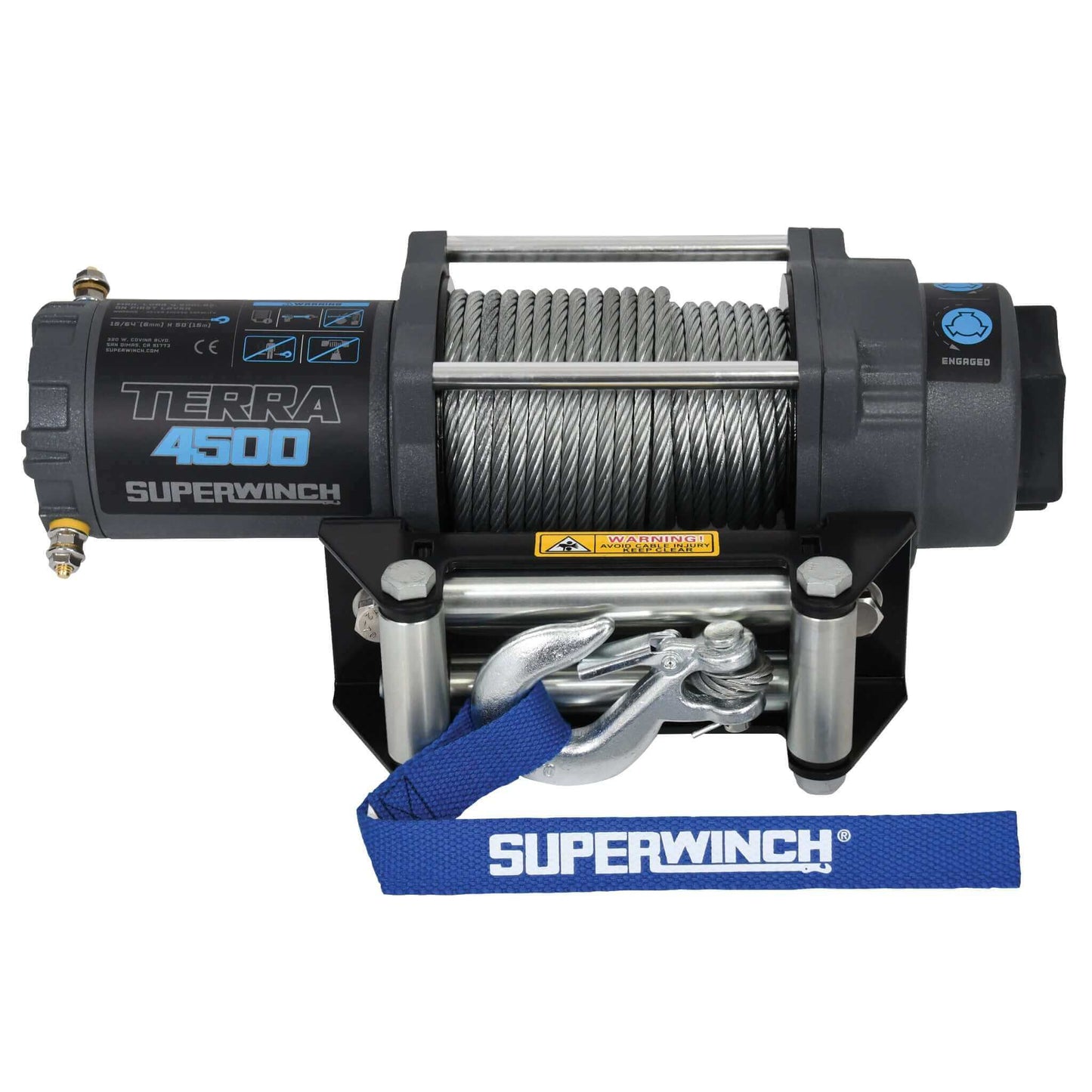 Die Superwinch Terra 4500 ist die ideale Alternative zur Handseilwinde und besonders für leichte Lasten geeignet. Im Lieferumfang enthalten sind eine Kabelfernbedienung, Einbauschalter, Steckdose, Relais, Rollenfenster, Batteriekabel und ein Stahlseil mit